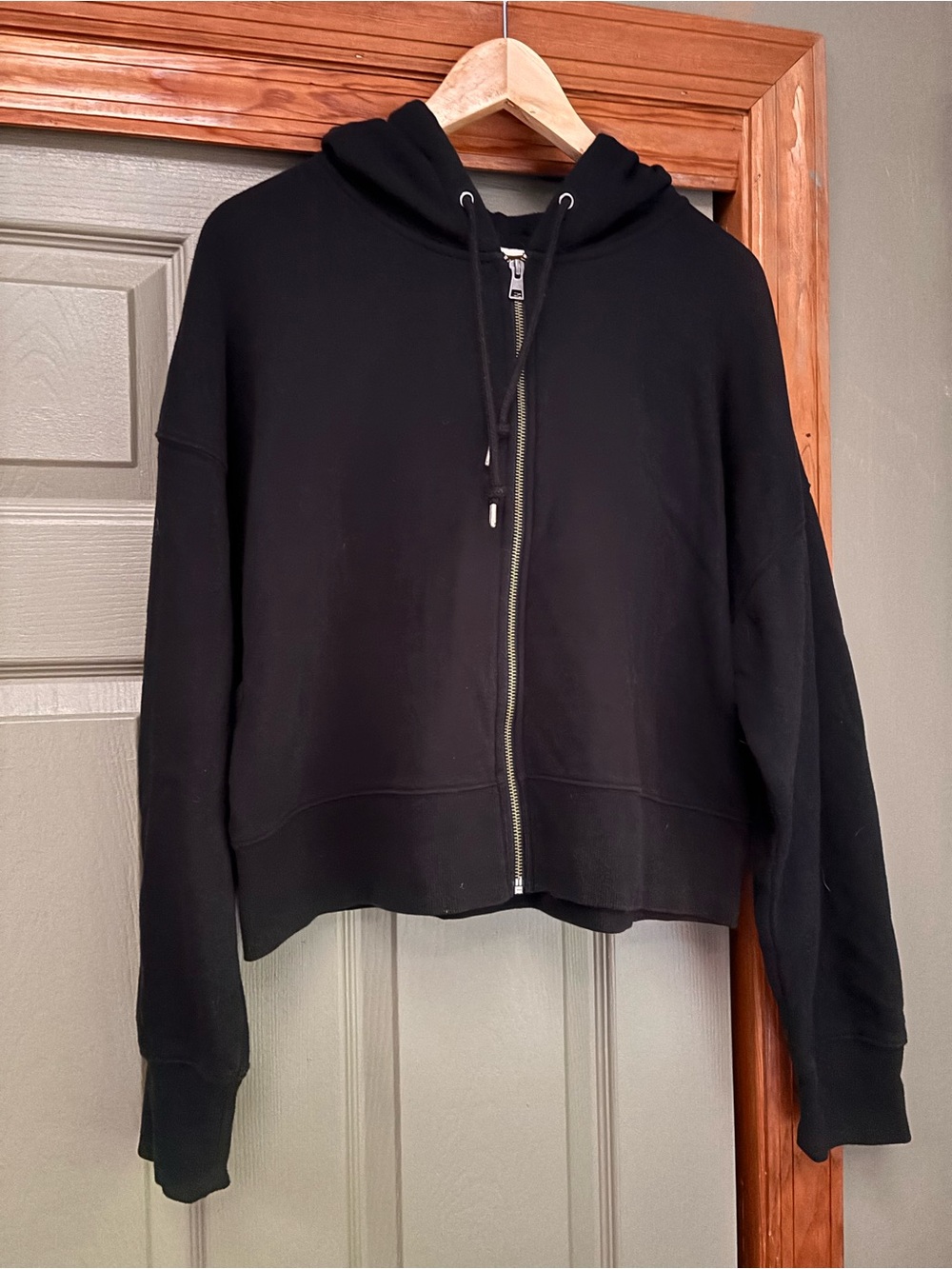 Black Cropped Zip-Up Hoodie Jacket - Women